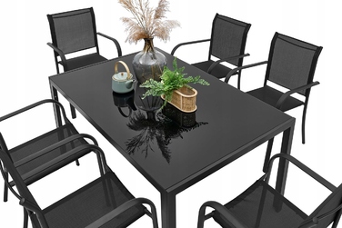 Обідній стіл та стільці MAT-COMPANY metal Table-150/6, чорний