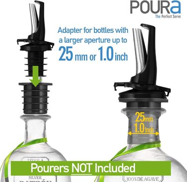 Виливники для спиртних напоїв та оливкової олії: набір з 2 шт. з адаптерами (6 шт.) | Нержавіюча сталь, чорний колір, для посудомийної машини