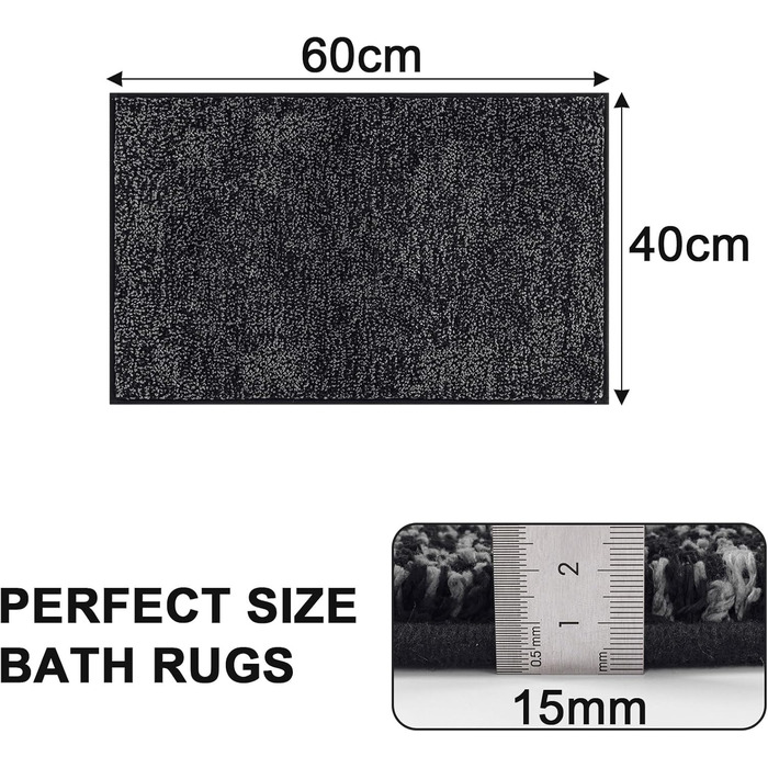 Килимок для дому та вулиці SHACOS: антиковзаюча, поглинаюча вологи, 80 x 120 см (Чорний/Сірий)