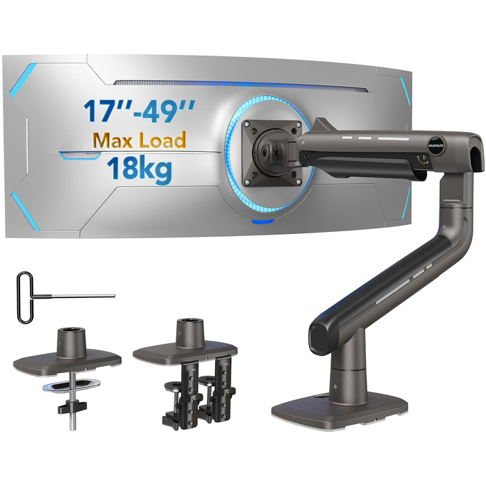 Кріплення для монітора HUANUO для Ultrawide екранів до 49 дюймів, 18 кг, регульований кронштейн, VESA 100x100mm, без RGB підсвітки