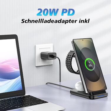 Бездротова зарядка 3-в-1 для Samsung: станція з подвійною котушкою, захистом від перевантаження та портативним дизайном для смартфонів, смарт-годинників та навушників