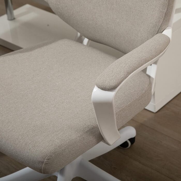 Крісло офісне Vinsetto ергономічне з підлокітниками, регульоване по висоті, поворотне, з функцією гойдання, з виглядом льону, м'яке комп'ютерне крісло (бежево-біле)