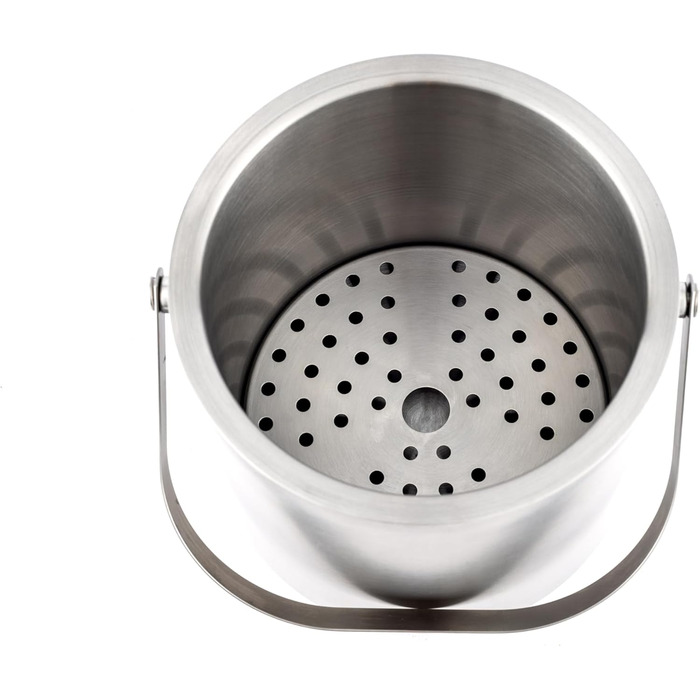 Hanseküche Large Ice Cube Container Ice Bucket 3L including Lid, Tongs, and Double Bottom - 304 Stainless Steel - Double-Walled Insulated - Very Long-Lasting Thermal Effect - Ideal for Keeping Drinks Cold for Extended Periods