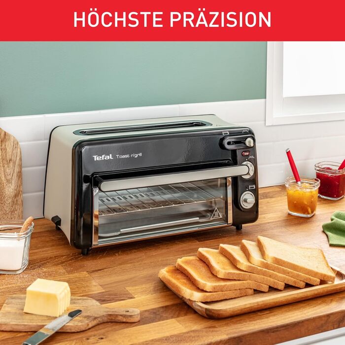 Tefal Toast n’ Grill TL6008 | 2-in-1 Toaster and Mini-Oven | Very energy-efficient and fast | 1300 Watt | 43.5 x 28.5 x 22.5 cm | Black/ Matte aluminum | 220-240V | 50-60Hz Single