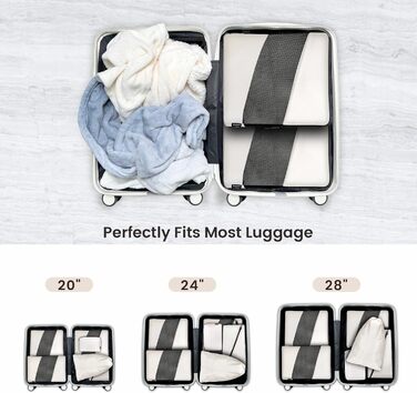 Набір органайзерів для валізи з компресією, 6 шт. - Кубики для пакування одягу, білий (Elfenbein) - Організація багажу в дорогу