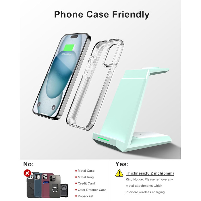 Бездротова зарядка 3-в-1 для Apple Watch, iPhone та AirPods Pro (білий/зелений)