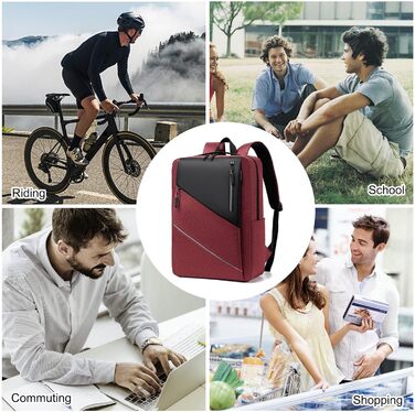 Рюкзак для ноутбука FANDARE Slim - чоловічий/жіночий, багатокольоровий, з USB-портом, для роботи, подорожей, навчання та відпочинку (фіолетовий/червоний)