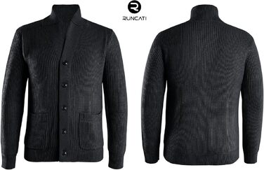 Чоловічий кардиган Runcati з грубого в'язання, великий розмір XL, з коміром-шарфом, на ґудзиках, стильний, чорний