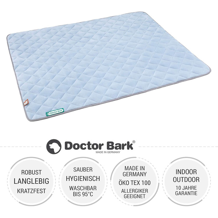 Підстилка для собак Doctor Bark: флісова двостороння, велика, 140x110 см (Beige/Grün, Himmelblau/Hellgrau). Миється до 95°C.
