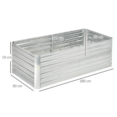 Outsunny Steel Raised Garden Bed, Planting Bed Cold Frame Garden Bed Flower Box Stackable, Planting Box Planter 180x90x60cm for Garden Balcony Terrace, Vegetable Bed for Flowers, Plants, and Fruit | Aosom