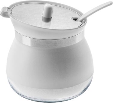 Цукорниця KADAX з ложкою, 270мл, контейнер для цукру з порошковим покриттям, 9x9см, цукрониця в 2 кольорах, дозатор для спецій з кришкою для чаю, цукру (білий)