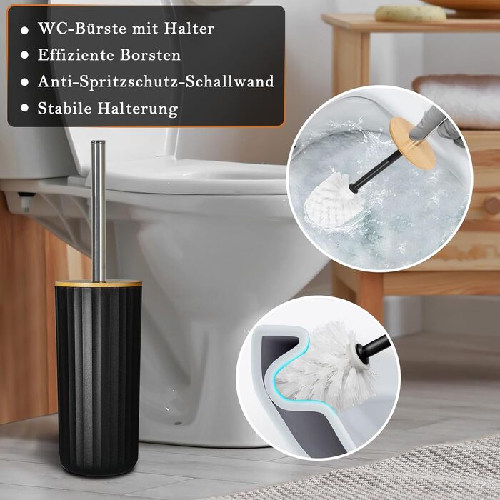 Набір аксесуарів для ванної кімнати GMISUN 6 предметів, чорний: мильниця, дозатор мила, стакан для зубної пасти, відро для сміття, тримач для туалетного йоржика, у стилі Farmhouse Boho