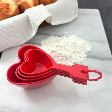 UP 8-Piece Multi-Purpose Measuring Cup and Spoon Set, Liquid and Dry Melamine Measuring Cups, Cooking and Baking Tools, Measuring Set (Heart)