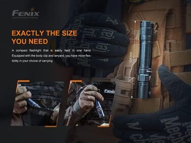 Ліхтарик Fenix PD35 V3.0 LED тактичний, 1700 люмен, 357 м, IP68, 5 режимів, чорний
