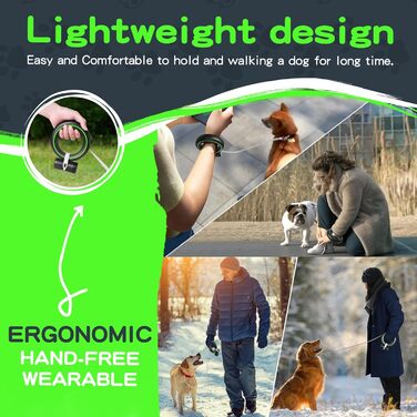 Висувна собача шлейка Hände Frei, 360° без перекручування, з тримачем для пакетів, 3м, для середніх та маленьких собак (Чорний/Зелений)