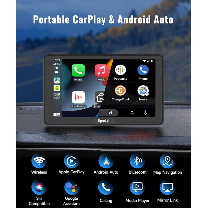 Безпровідний CarPlay і Android Auto Spedal CL786, 7