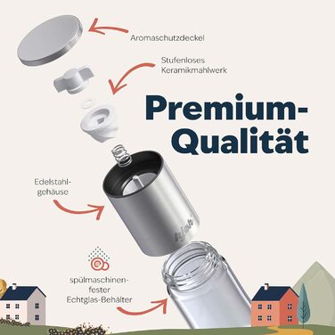 Набір для перцю та солі Kjøk Premium з нержавіючої сталі, 2 шт. з керамічним млинком