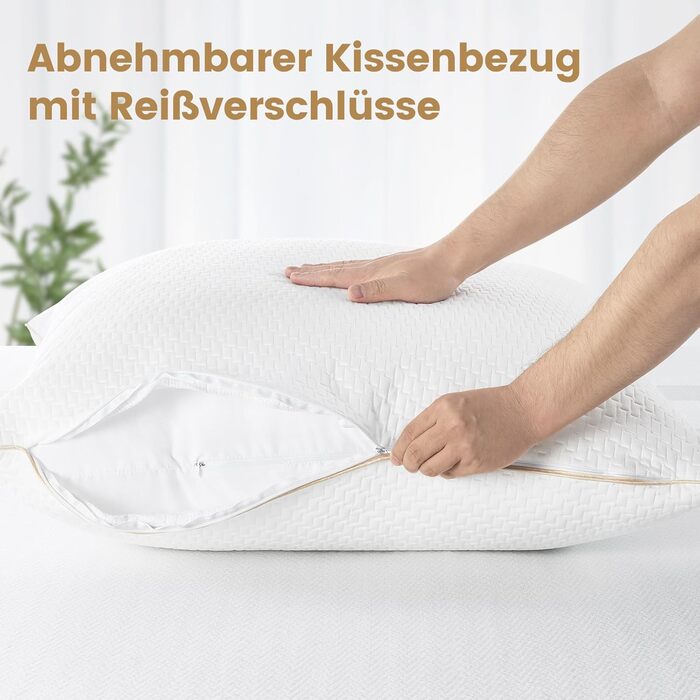 BedStory Pillowcases 80x80 2-Pack with Removable Bamboo Fiber Cover, Anti-Mite and Antibacterial Pillow Filled with 1500g x 2 Microfiber, Hypoallergenic, Comfortable, Soft, and Breathable Pillow - 2 Pieces (1 Pack) 80x80cm