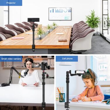 Кріплення для камери Victiv, 37-105 см, стіл, штатив для DSLR Canon, світловий, кріплення-прищіпка з гнучким плечем та 1/4' кульовою головкою для камер, LED-світла, веб-камер, смартфонів (червоний)