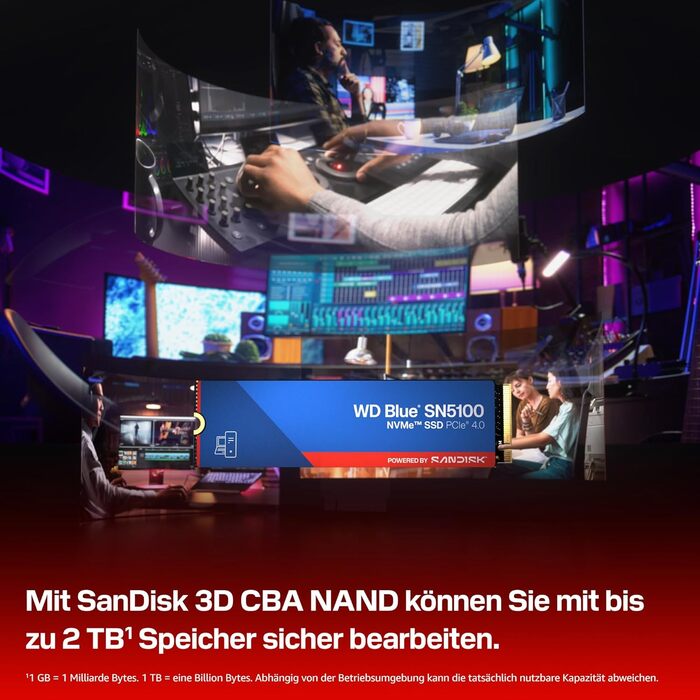 SSD WD Blue SN5100 1TB NVMe PCIe Gen 4.0 M.2 2280 - Швидкість 7100 MB/s, nCache 4.0, SanDisk 3D NAND