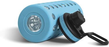 Glass Drinking Bottle with Silicone Sleeve – 100% Leak-Proof, BPA-Free, Dishwasher Safe, 2 Replaceable Lids – Ideal for Office, Fitness, Yoga, Sports & Outdoor – 950 ml (Coral Blue 2.0)