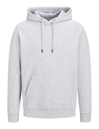 Чоловічий худі Jack & Jones однотонний з капюшоном, світло-сірий меланж, розмір L
