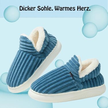 Тапочки зимові для жінок та чоловіків, теплі, закриті, з плюшу, м'які, сучасні, зручні, елегантні, з антиковзаючою підошвою, з memory foam (36/37 EU, Павлинового синього кольору)