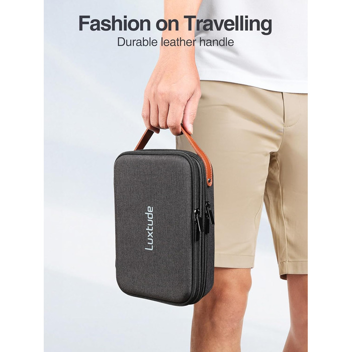 Органайзер для кабелів Luxtude: зручна кейс для зарядних пристроїв, кабелів, Power Bank та жорстких дисків (чорний, двошаровий)