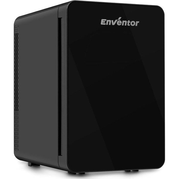 Enventor 10-15 Liter Portable Mini Fridge - AC/DC Powered Cooler & Warmer for Car, Travel, Beauty, Food & Drinks (White/Black)