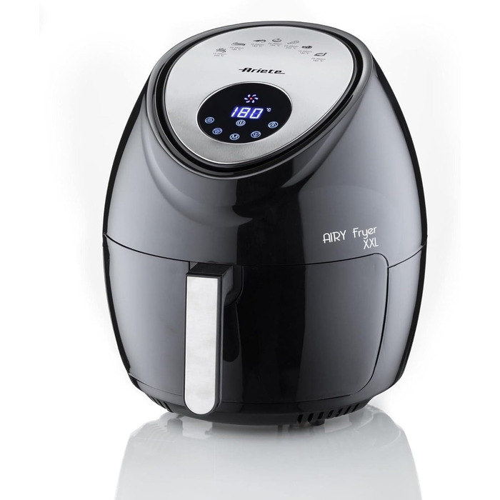 Ariete Air Fryer XXL 4618, Hot Air Fryer 7 Liter, 60-Minute Timer, LCD and Touchscreen with 7 Cooking Levels, Maximum Temperature 200° C, Capacity 2.5Kg, 1800W, Black Black