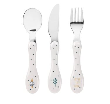 Набір дитячого посуду LÄSSIG 3 шт. (ложка, виделка, ніж) з нержавіючої сталі та пластикової ручки - Garden Explorer