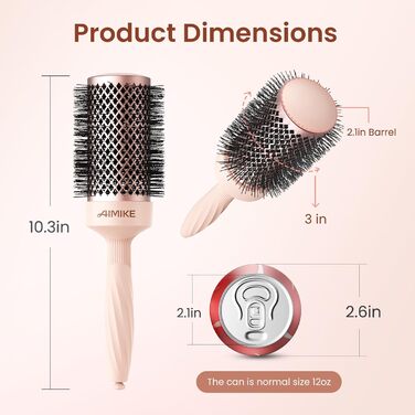 Кругла щітка для укладання волосся AIMIKE ROSE LUXE з іонними щетинками, 53 мм