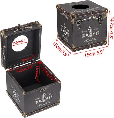 BTSKY Wooden + PU Retro Household Office Tissue Box Holder Cover Napkin Holder Elegant and Stylish Home Decor (Dark Brown)
