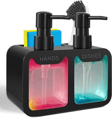 Набір диспенсерів для кухні: дозатор миючого засобу та мила, тримач для губки та щітки - 4 в 1 для раковини