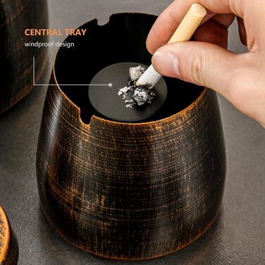 Стакан для сигарет з кришкою, нержавіюча сталь, для дому та вулиці, середній розмір