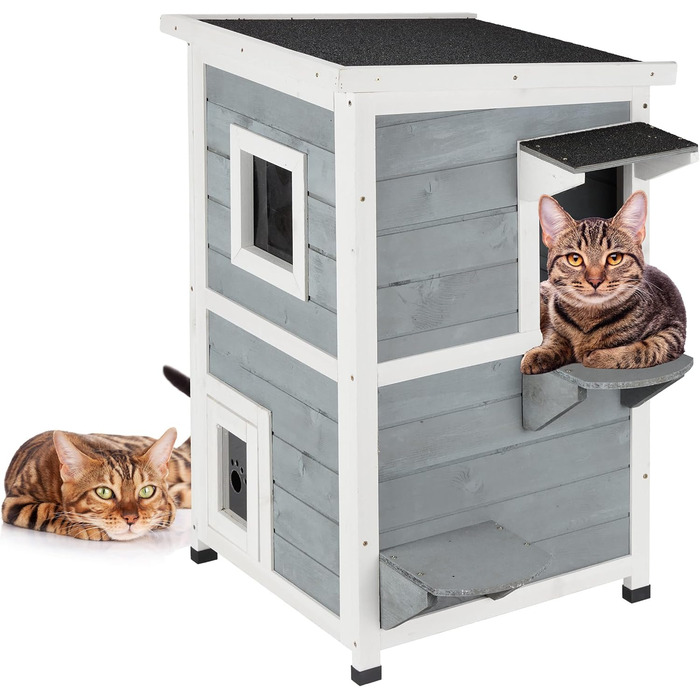 Кіт-будинок Relaxdays з тканини, кіт-печера з 2 входами, 71,5 x 62,5 x 44 см, складаний, сірий/білий