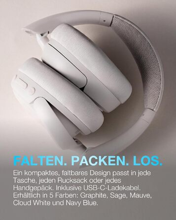 Бездротові накладні навушники JLab JBuds LUX ANC з активним шумопоглинанням, Bluetooth, колір: білий (Wolkenweiß)