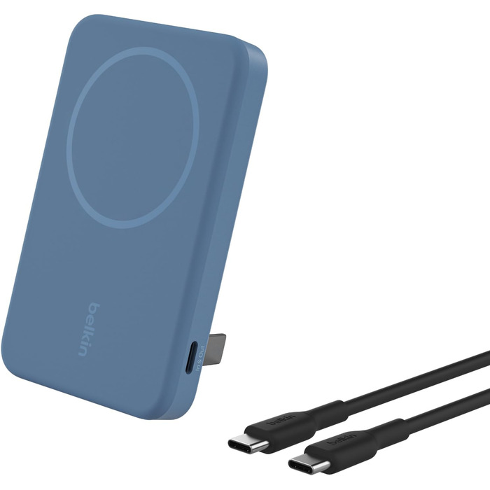 Belkin BoostCharge Pro Powerbank 10000mAh з Qi2 та MagSafe, з вбудованим підсвітником, для iPhone 17, iPhone Air, iPhone 16, 15, 14, Pixel та інших – (5K, Blue)