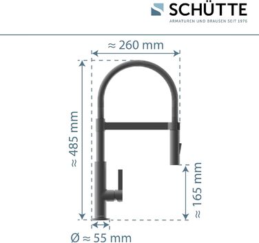 Кухонний змішувач SCHÜTTE 79147 MIAMI з висувною насадкою, 360° поворот, Soft Touch, магнітна струменіва, для мийки, графіт