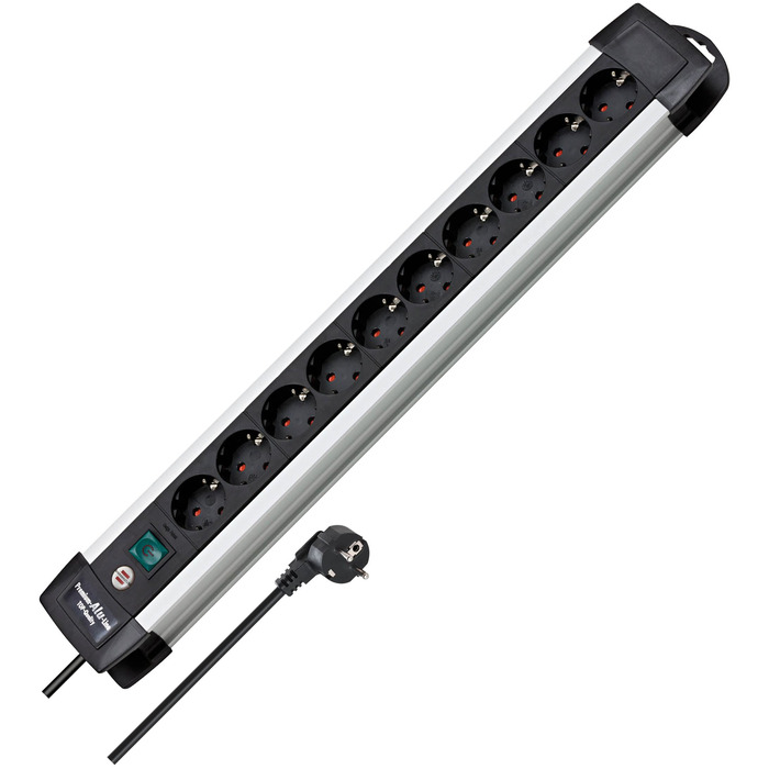 Бренненштуль Premium-Alu Line Розподільний блок 10 розеток з алюмінію (з вимикачем та 3м кабелем, Made in Germany)