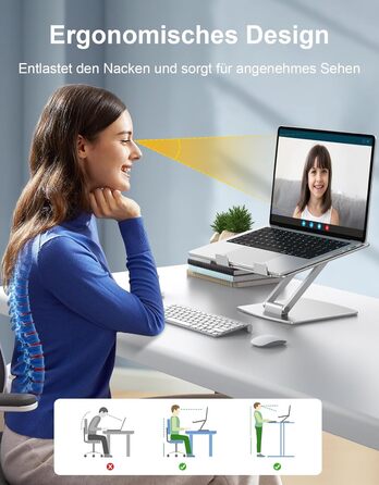 Підставка для ноутбука, алюміній, ергономічна, регульована висота, складна, з вентиляцією, для MacBook Air/Pro та ноутбуків 10-16