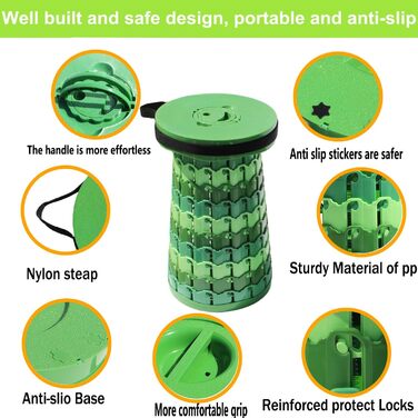 Алевмум: Телескопічний складаний стільчик з подушкою, 50см, 450кг, бамбук