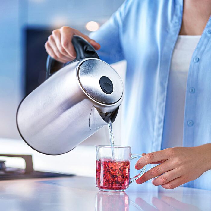 Електричний чайник First Austria Edelstahl 2200W, 1.7L, регулювання температури 60-100°C, підтримання тепла, фільтр від накипу, прихований нагрівальний елемент, LED-підсвічування