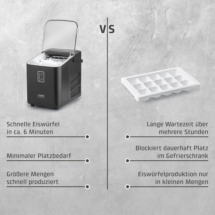 Машина для приготування льоду Caso IceChef Compact: швидке приготування, 1л бак, самоочищення, з лопаткою