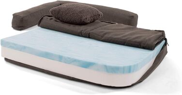 Ортопедичне собаче ліжко-софа Odin, миється, не слизьке, з піднятою спинкою, кошик для собак, розмір S/L 80x60 см, темно-коричневе