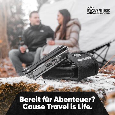 AVENTURIS® Multitool. Great multifunctional tool as bicycle accessories or outdoor gear, a multitool tool as men's gifts or a Leatherman multitool in green (Personalized, Black).