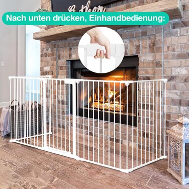 Захисне ґратка для каміну, 310 см, металева, з дверцятами. Захист від вогню, сітка-бар'єр, для дітей, білий.