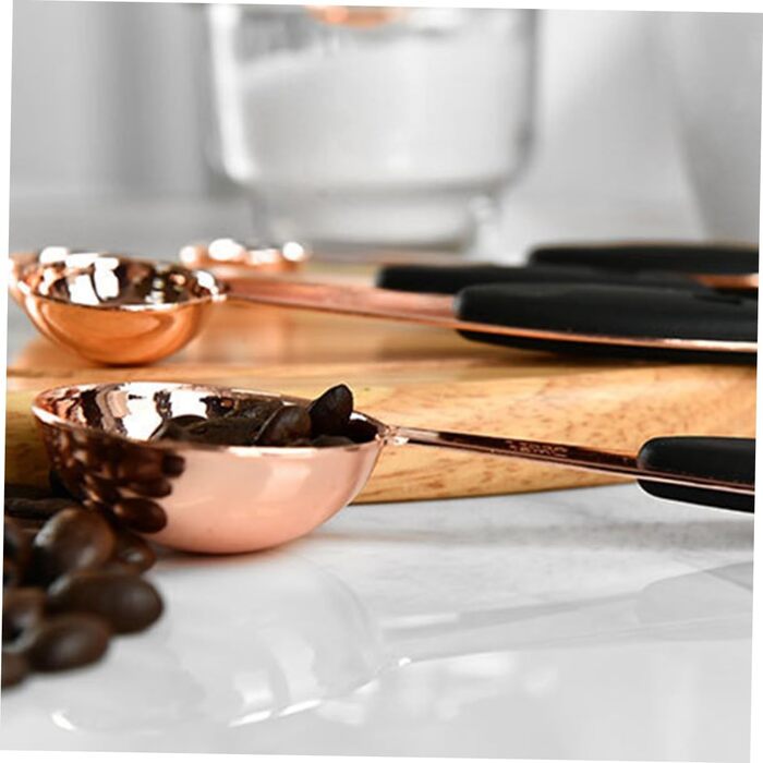 Cieeo 2-Piece Measuring Spoon Set in Rose Gold - Kitchen Helper Set, Kitchen Utensil Set, Wooden Spoon Set, Measuring Cups, Stainless Steel Kitchen Baking Utensils, Cocktail Spoons, Stainless Steel, Rose Gold