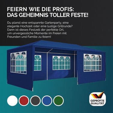 Павільйон Casaria® 3x6м, зелений, з UV-захистом, водостійкий, 18м², 6 бокових частин для саду, фестивалів та вечірок