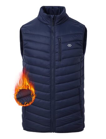 Чоловіча жилетка MoFiz: легка степна жилетка з коміром-стійкою, тепла, з підкладкою, гібридна, для активного відпочинку, роботи, гольфу, хайкінгу, темно-синього кольору